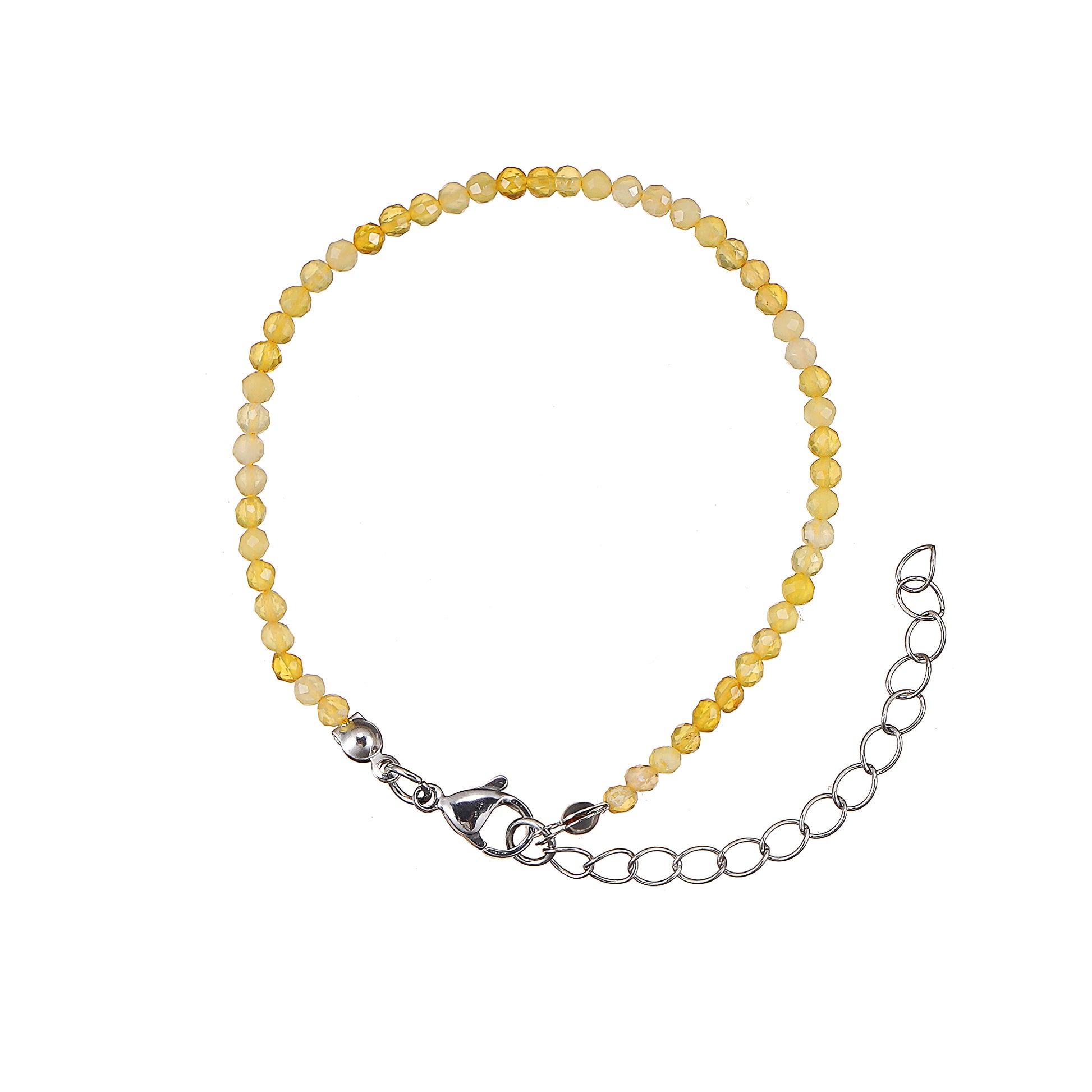 6mm Yellow Opal diamond cut natural Gemstone bead bracelet 7 inch with 2 inch extender