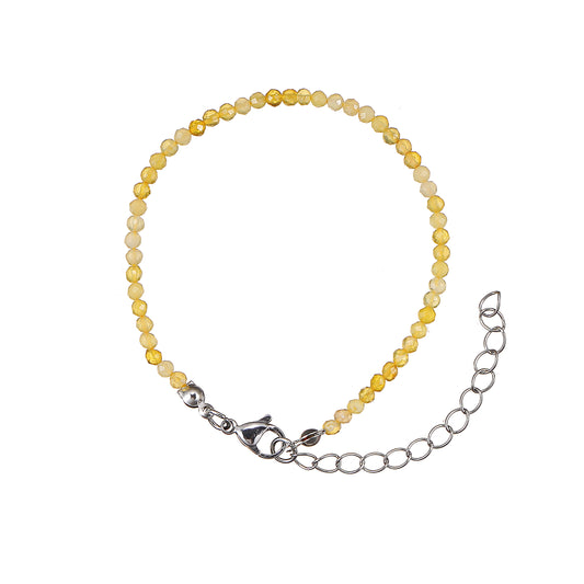 6mm Yellow Opal diamond cut natural Gemstone bead bracelet 7 inch with 2 inch extender
