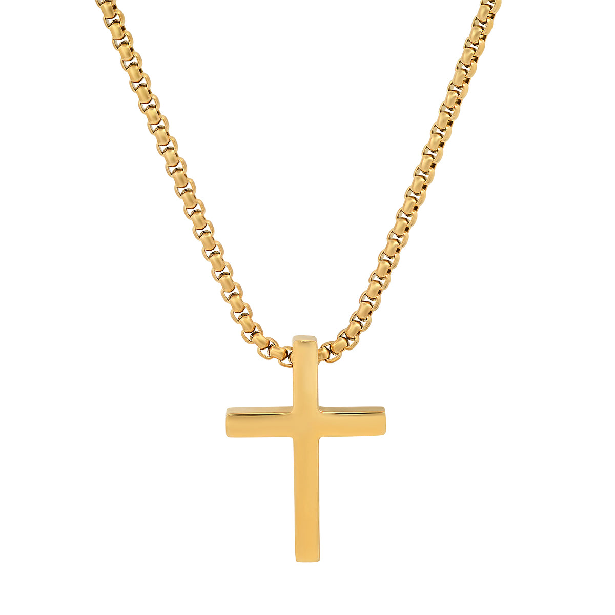 ROBUST Mens 18K Gold IP Stainless Steel Geometric SUM Pendant Necklace with 20 inch Round Box Chain