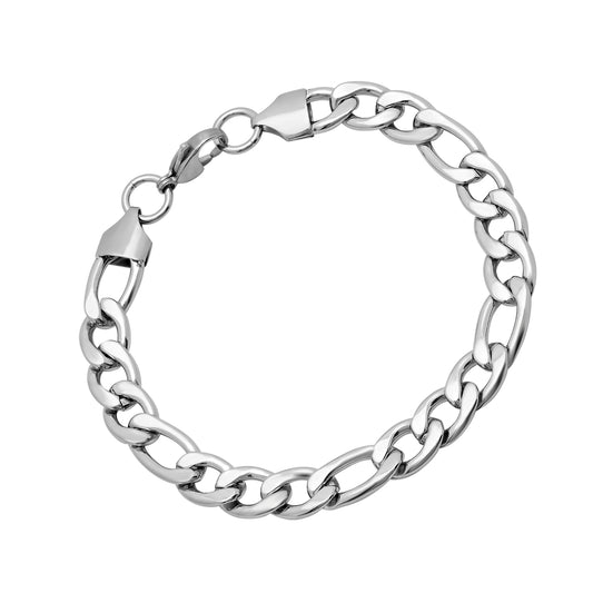 ROBUST Mens Water Resistant Stainless Steel Figaro Chain Bracelet 8 inch