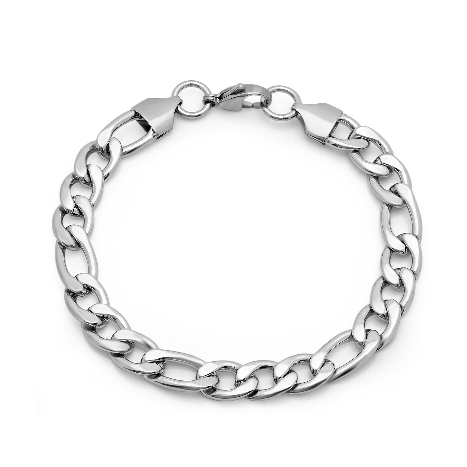 ROBUST Mens Water Resistant Stainless Steel Figaro Chain Bracelet 8 inch