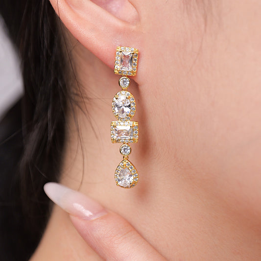 Elegant Chandelier Earrings in Sterling Silver with Sparkling CZ- Perfect gift for any Occasion