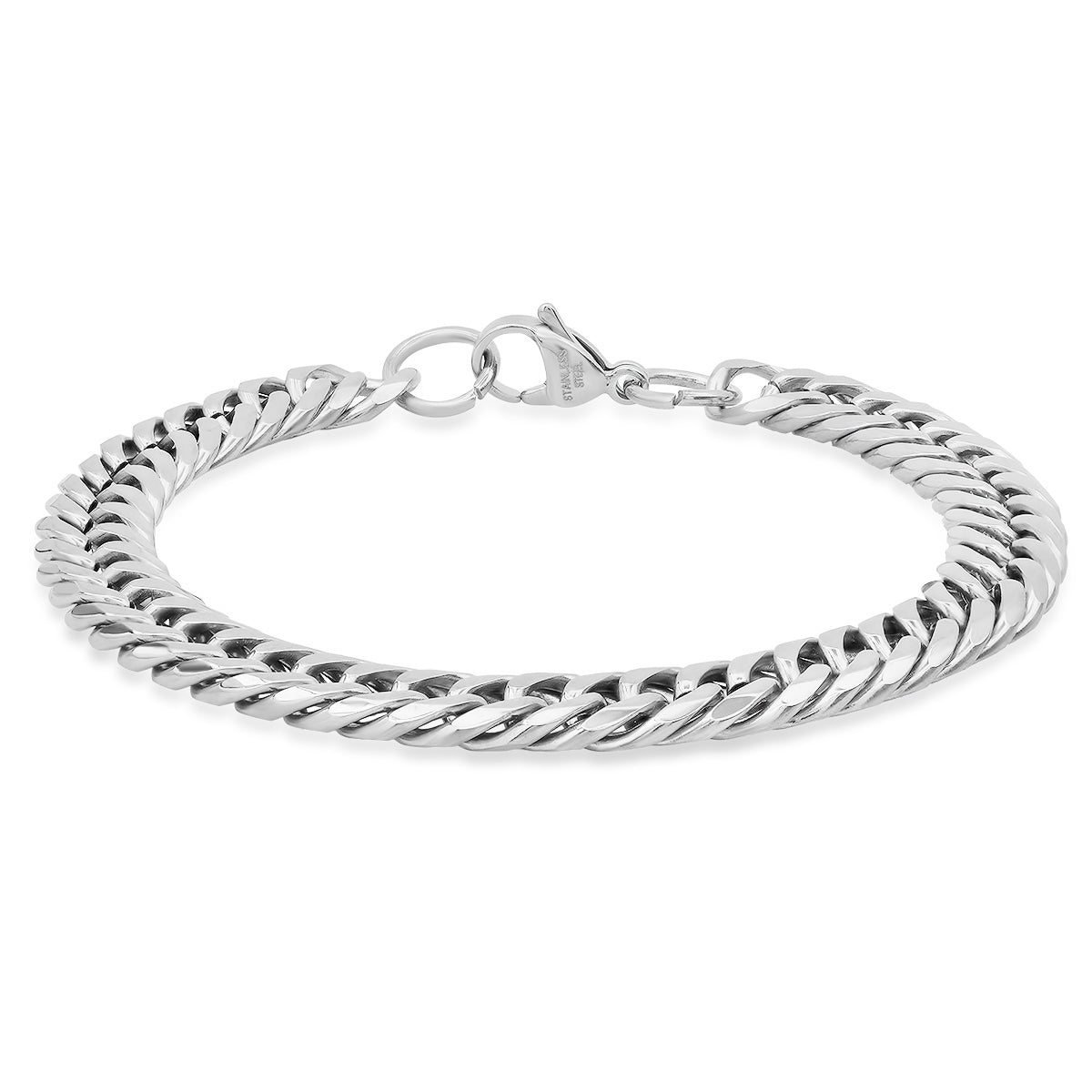 ROBUST Mens Cuban Round Link Water Resistant Stainless Steel Chain Bracelet 8 inch