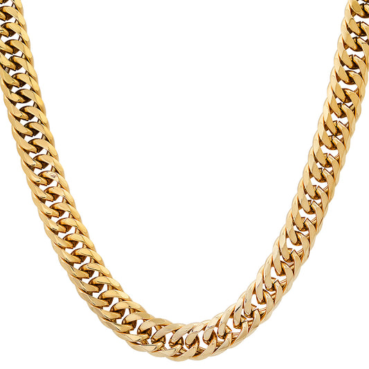 ROBUST Mens 18 KT Gold IP Cuban Round Link Water Resistant Stainless Steel Chain Necklace 24 inch