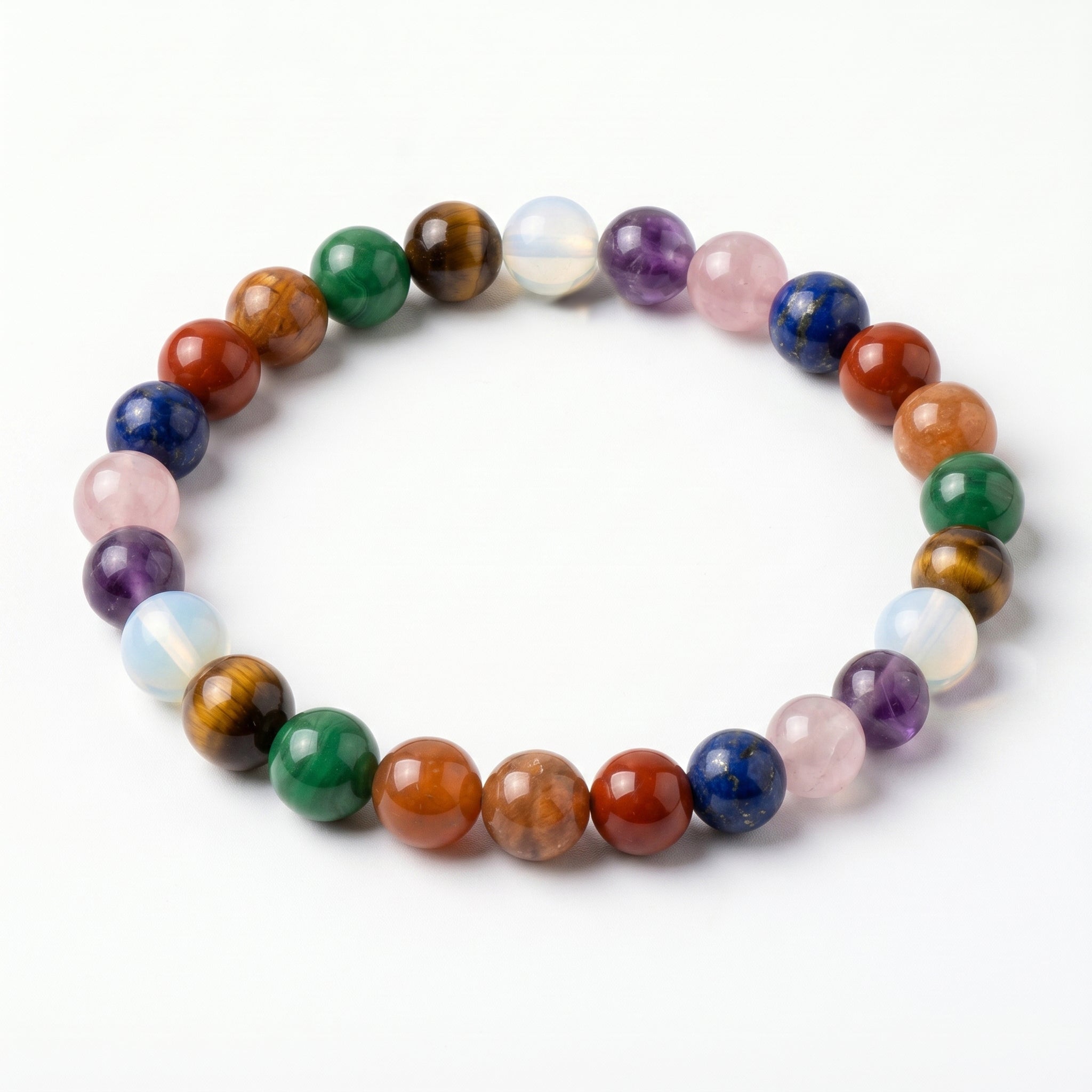 Natural Gemstone Stretch Bracelet – 8mm Crystal Beaded Bracelet