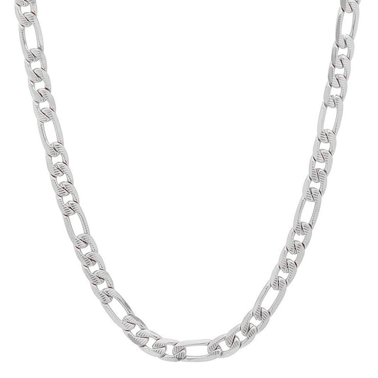 ROBUST Mens Stainless Steel Figaro Chain Necklace 24 Inch