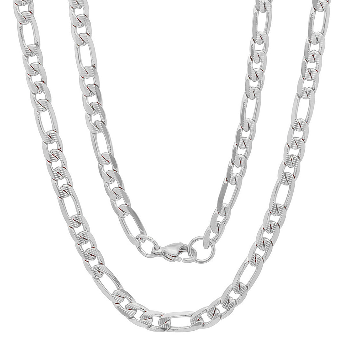 ROBUST Mens Stainless Steel Figaro Chain Necklace 24 Inch