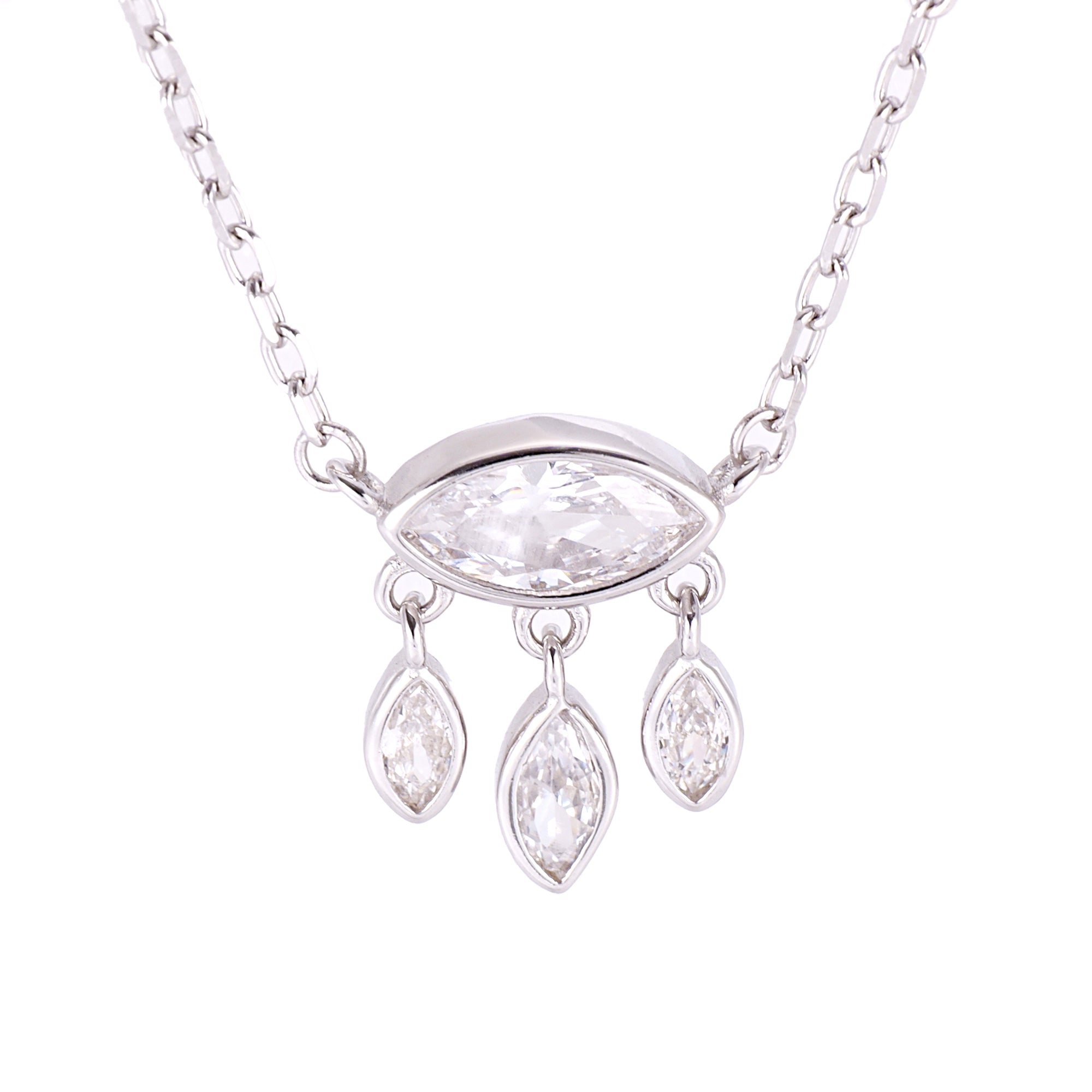 925 sterling silver evil eye necklace with marquise-cut cubic zirconia
