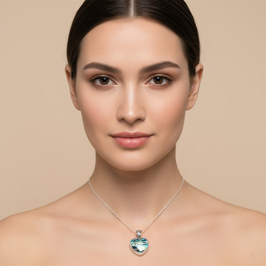 Enchanting Bali Handmade Reversible Heart Pendant in Abalone Shell