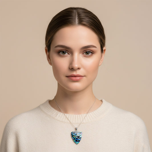 Enchanting Bali Handmade Arrowhead Abalone Shell Pendant in Sterling Silver