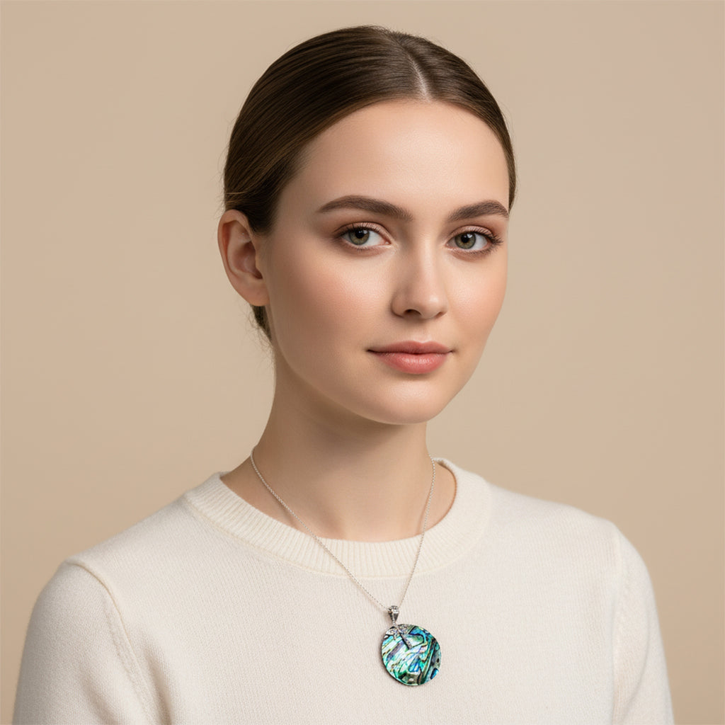 Enchanting Bali Handmade Abalone Shell and Dragon fly  Pendant in Sterling Silver