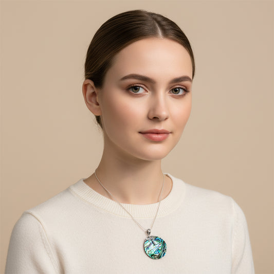 Enchanting Bali Handmade Abalone Shell and Dragon fly  Pendant in Sterling Silver