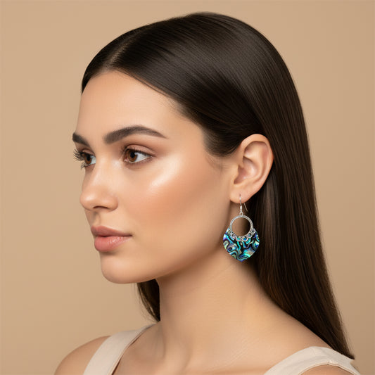 Enchanting Bali Handmade Abalone Shell Earrings in Sterling Silver