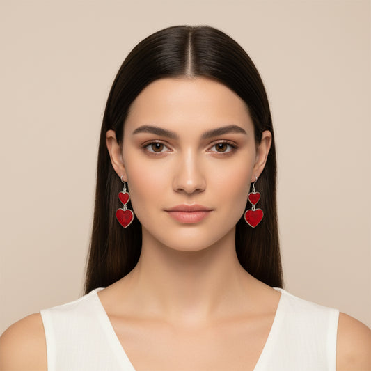 Enchanting Bali Romantic Red Coral Artisan earring in Sterling Silver