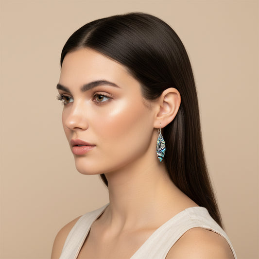 Enchanting Bali Handmade Abalone Shell Earrings in Sterling Silver