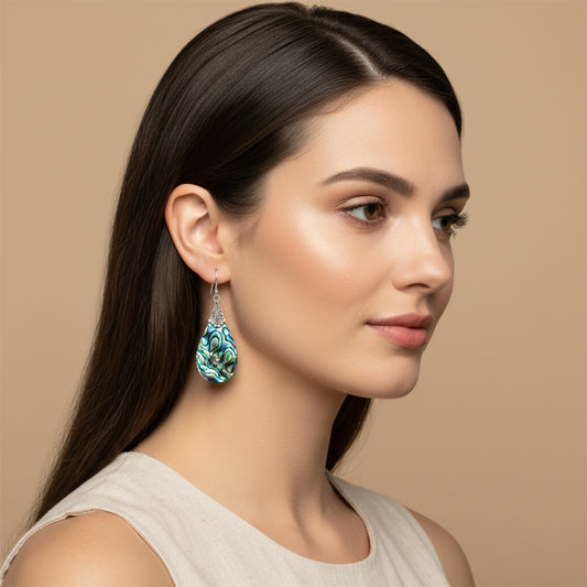 Enchanting Bali Handmade Shell Pear Earrings in Sterling Silver