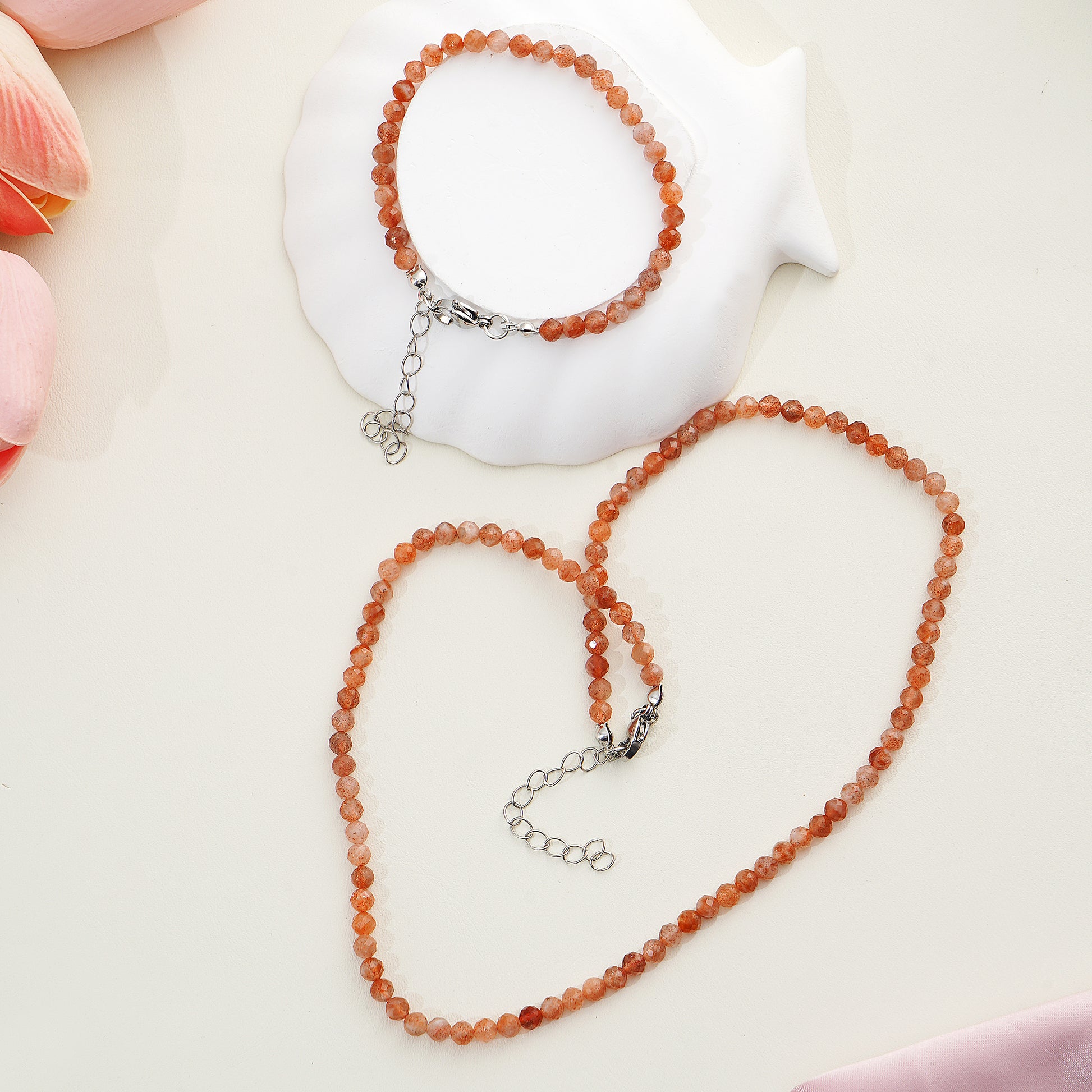 Beaded necklace and bracelet set