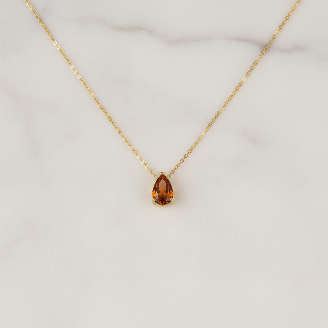 316L stainless steel birthstone necklace with a sparkling CZ pendant