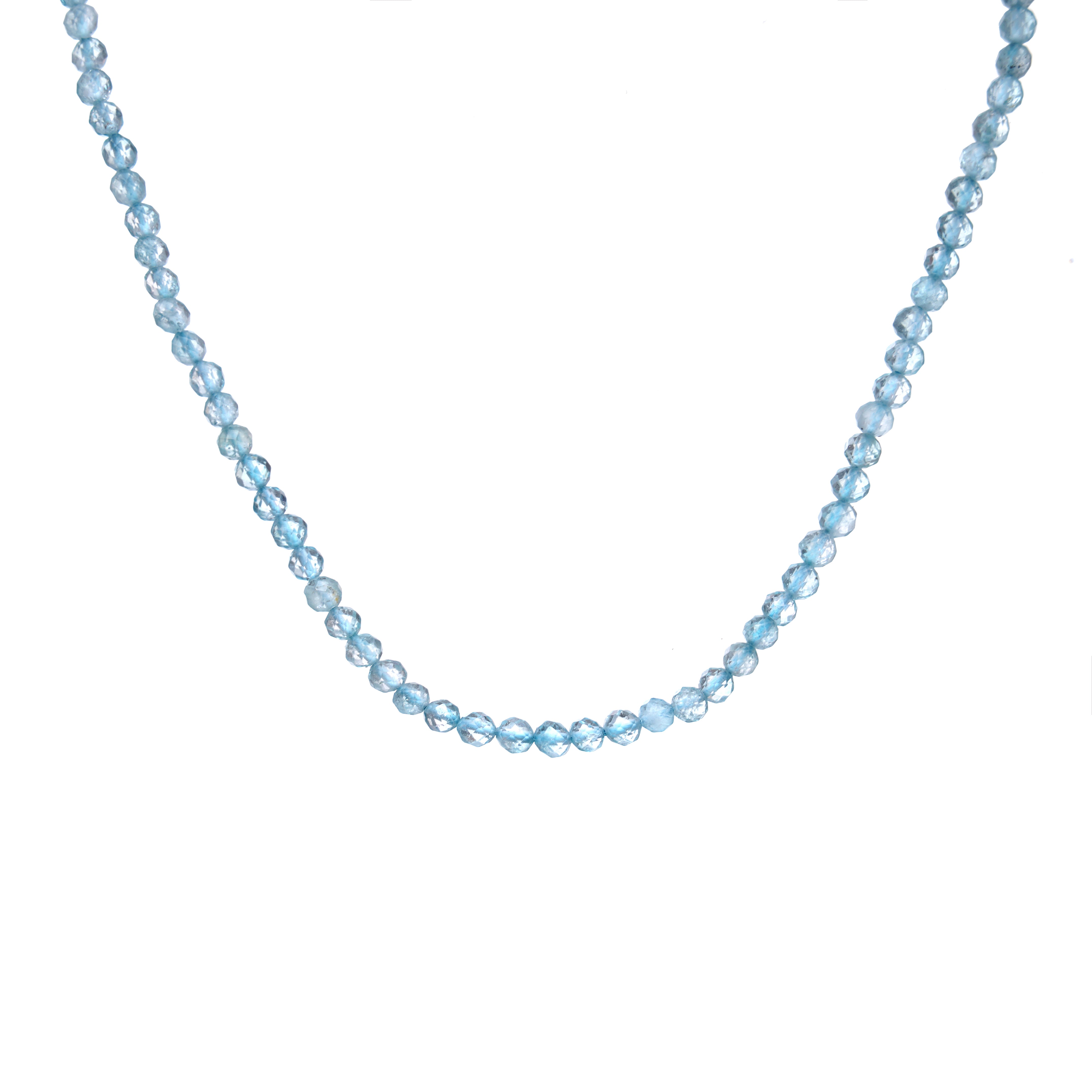 6mm Blue Topaz natural Gemstone diamond cut bead necklace 18 inch with 2 inch extender