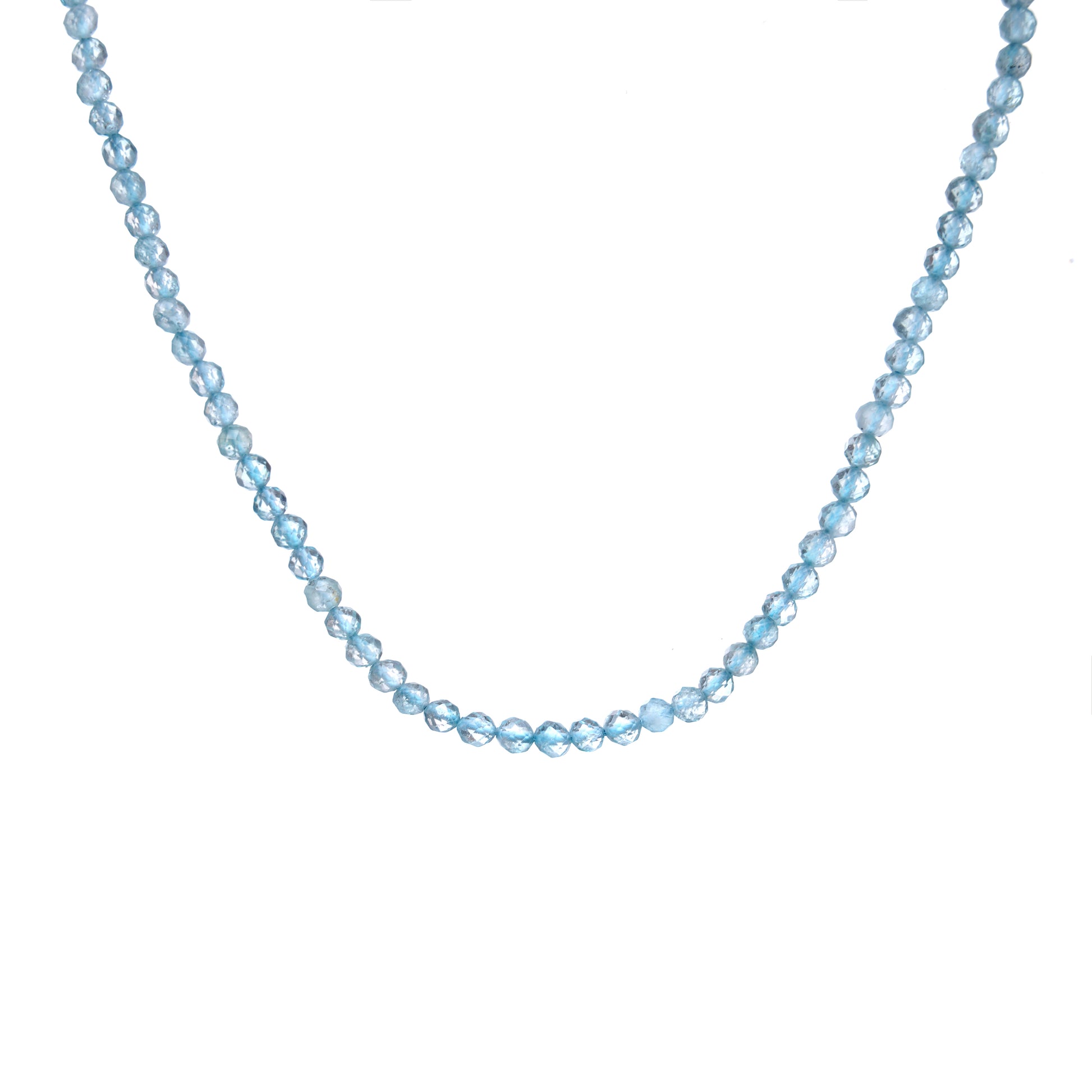 6mm Blue Topaz natural Gemstone diamond cut bead necklace 18 inch with 2 inch extender