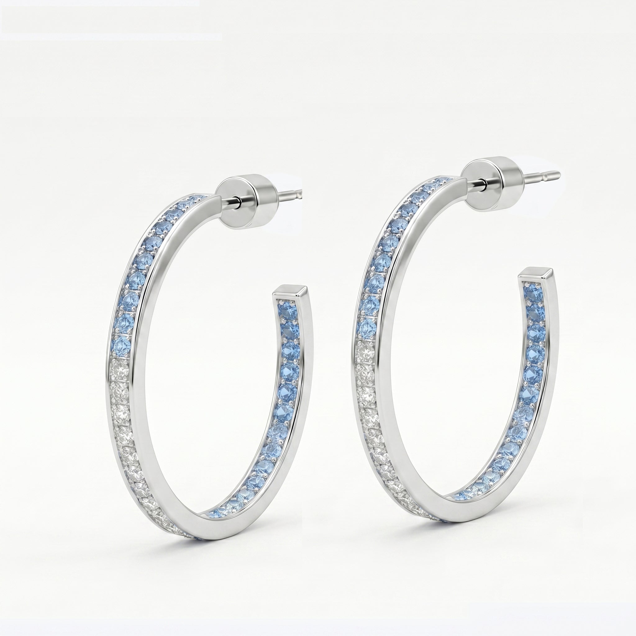Blue Ombre Hoop Earrings – CZ Gradient Statement Hoops for Women