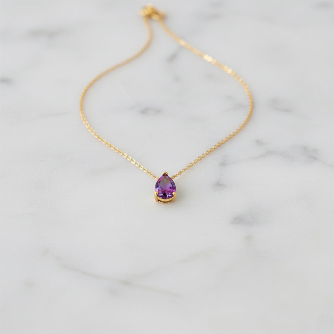 316L stainless steel birthstone necklace with a sparkling CZ pendant
