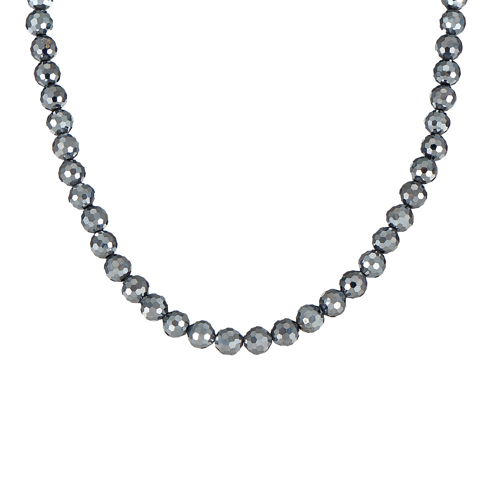 6mm Round 128 Facet Terahertz Bead Necklace 20inch with Steel Magnetic Lock