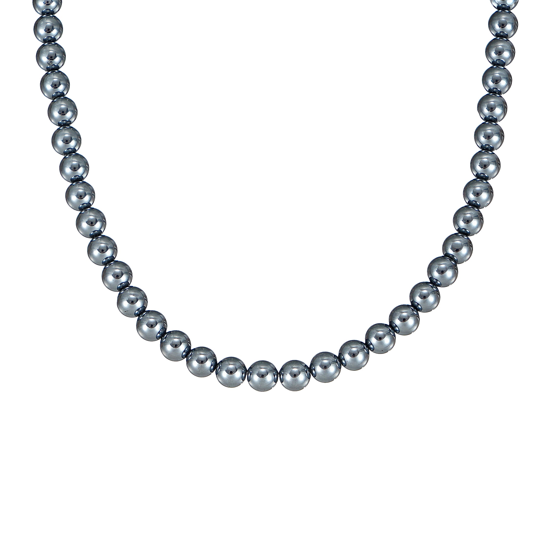 6mm Round Terahertz Bead Necklace 20inch with Stainless Steel Magnetic Lock