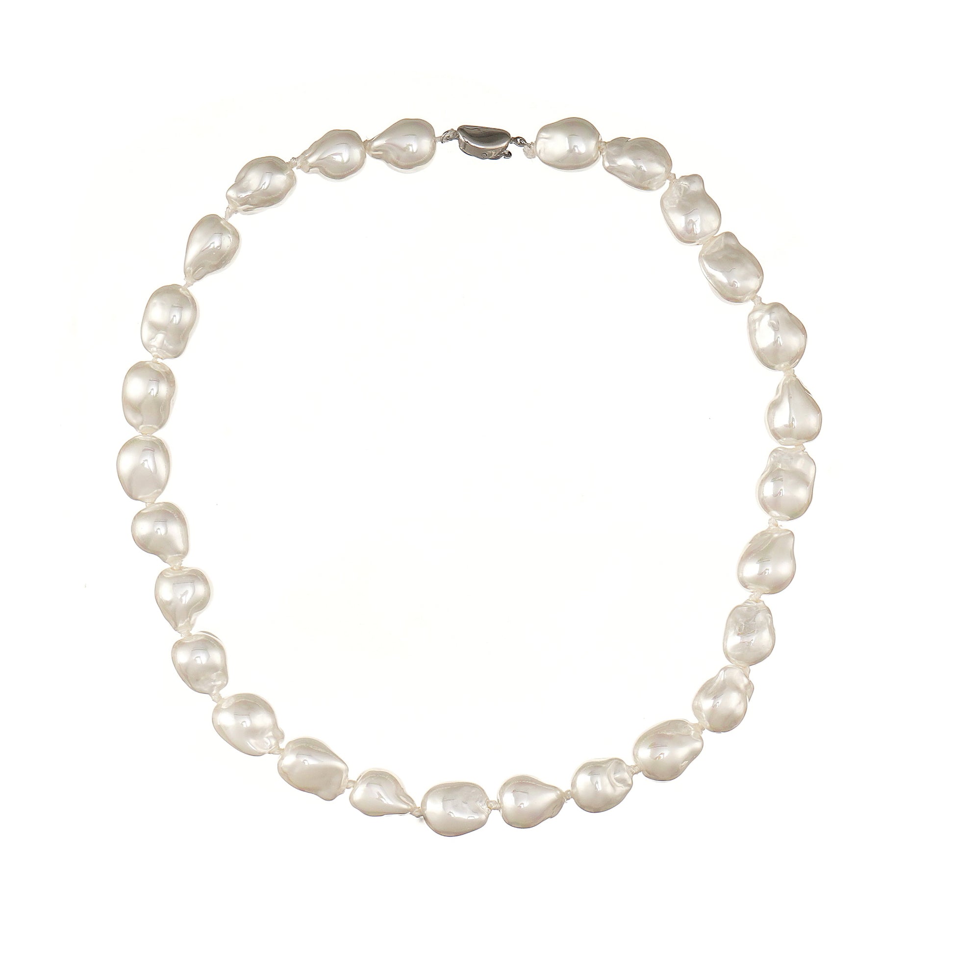 10-12mm White Baroque Fresh Water Shell Pearl Necklace in 18"-Stars and Vogue