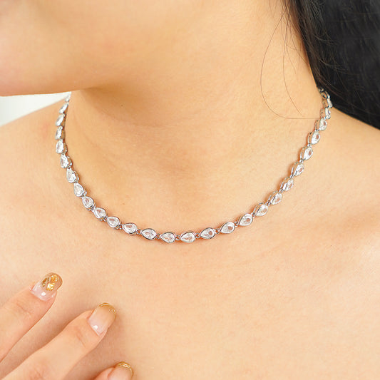 Tennis Necklace in Fancy Pear Cut sparkling Simulated Diamond CZ