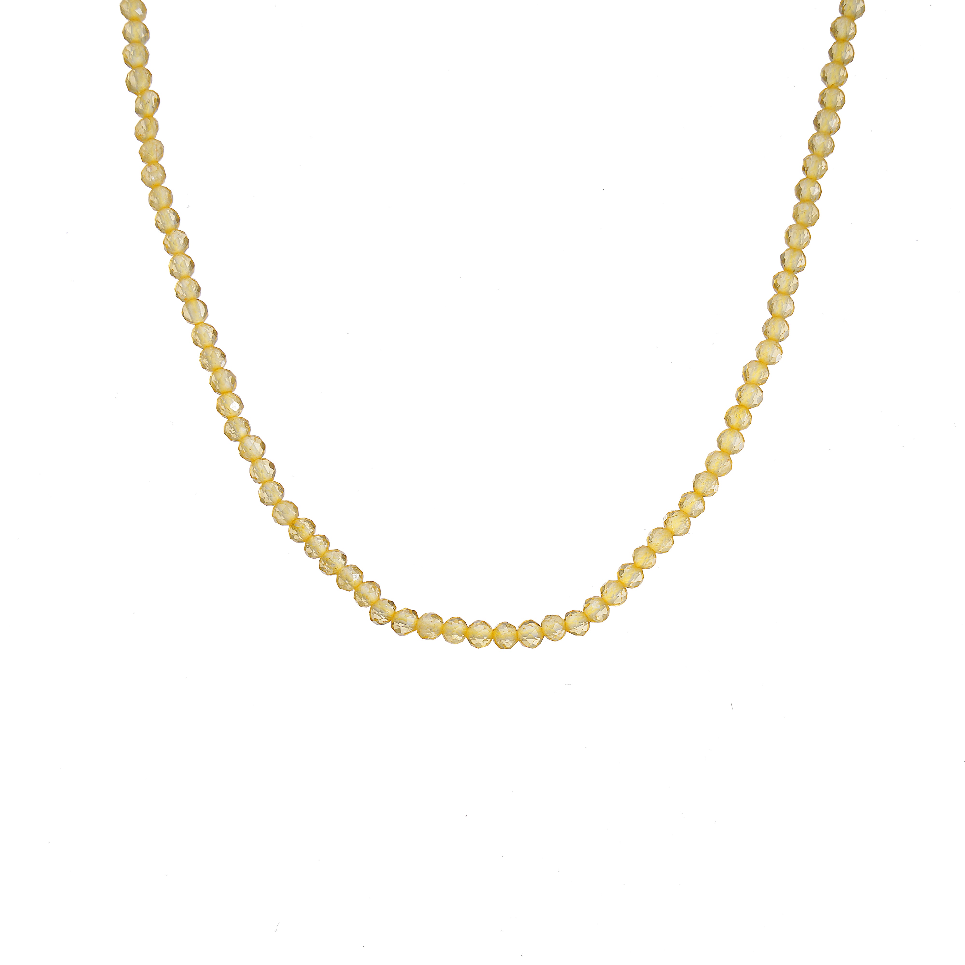 6mm Citrine Diamond Cut Natural Gemstone Bead Necklace 18inch with 2 inch extender