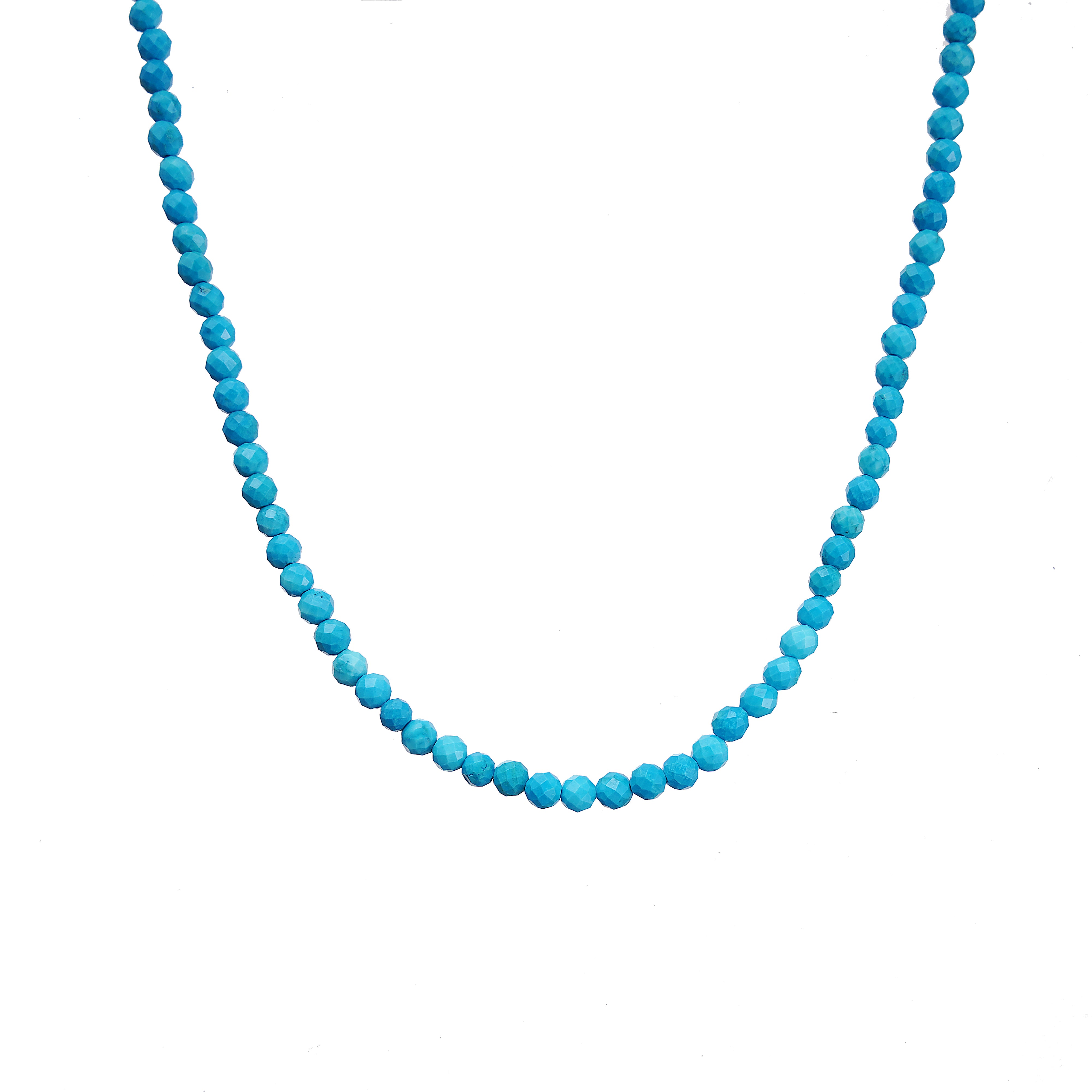 6mm Blue Howlite Diamond Cut Natural Gemstone Bead Necklace 18inch with 2 inch extender