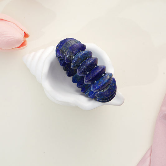 Fancy Cut Natural Lapis Stretch Bracelet