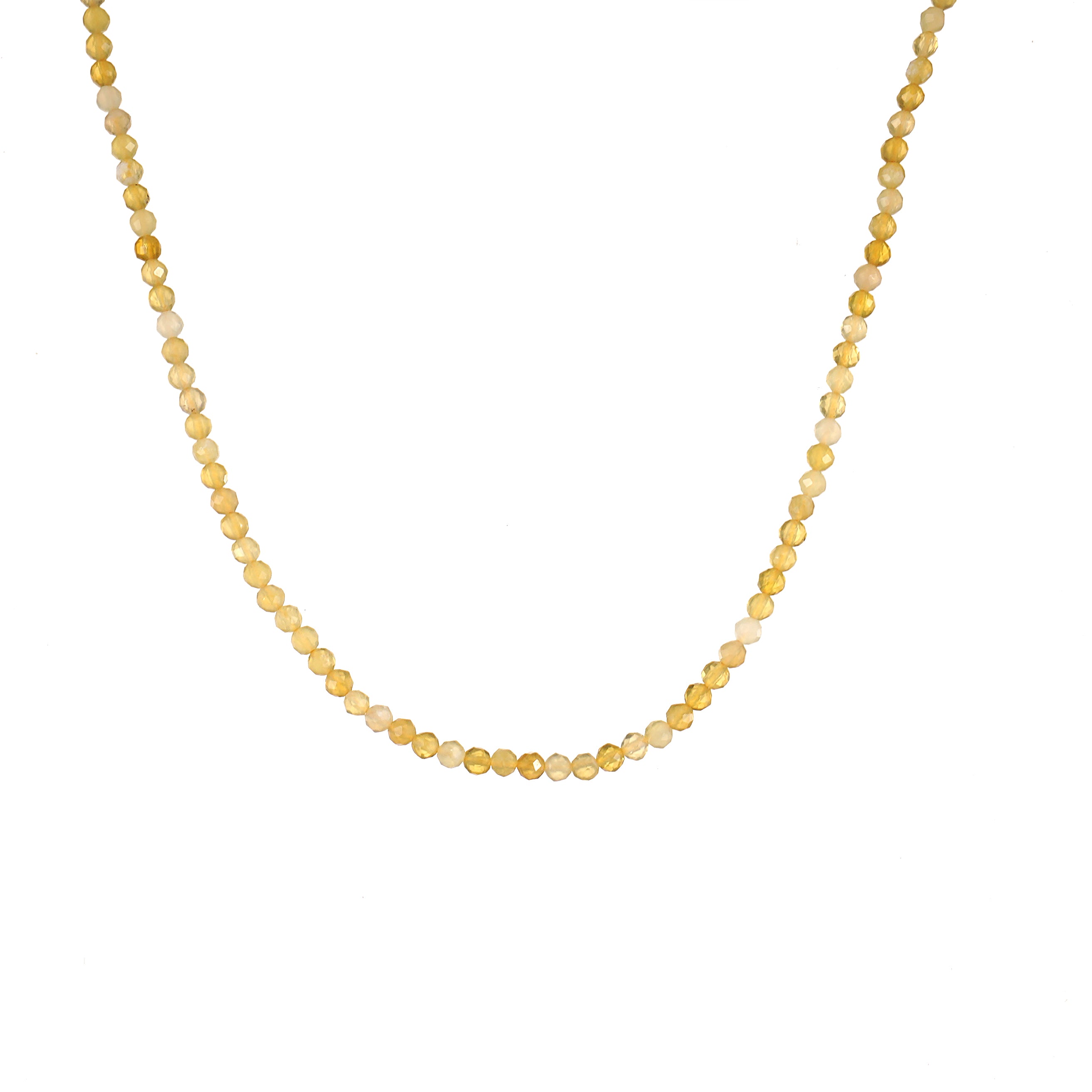 6mm Yellow Opal natural Gemstone diamond cut bead necklace 18 inch with 2 inch extender

