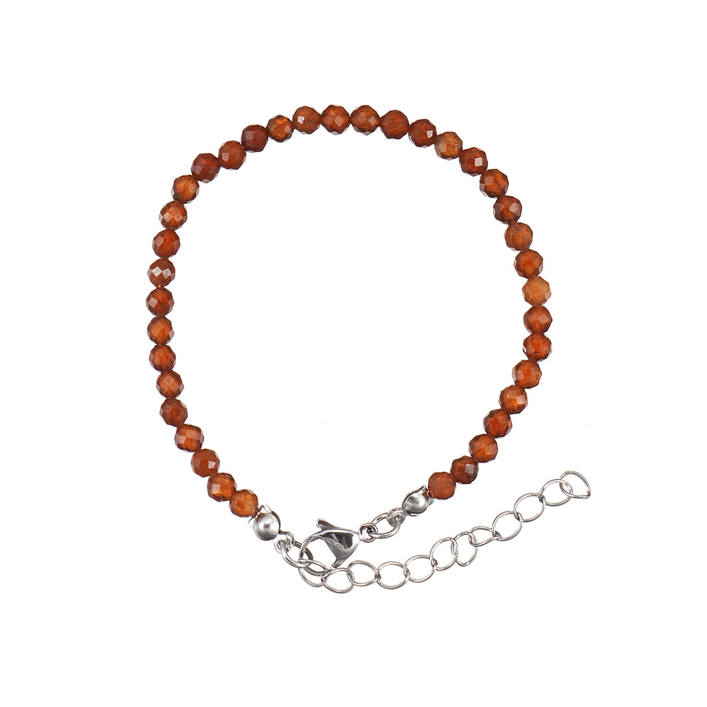 6mm Spessartine Garnet diamond cut natural Gemstone bead Bracelet 7 inch with 2 inch extender