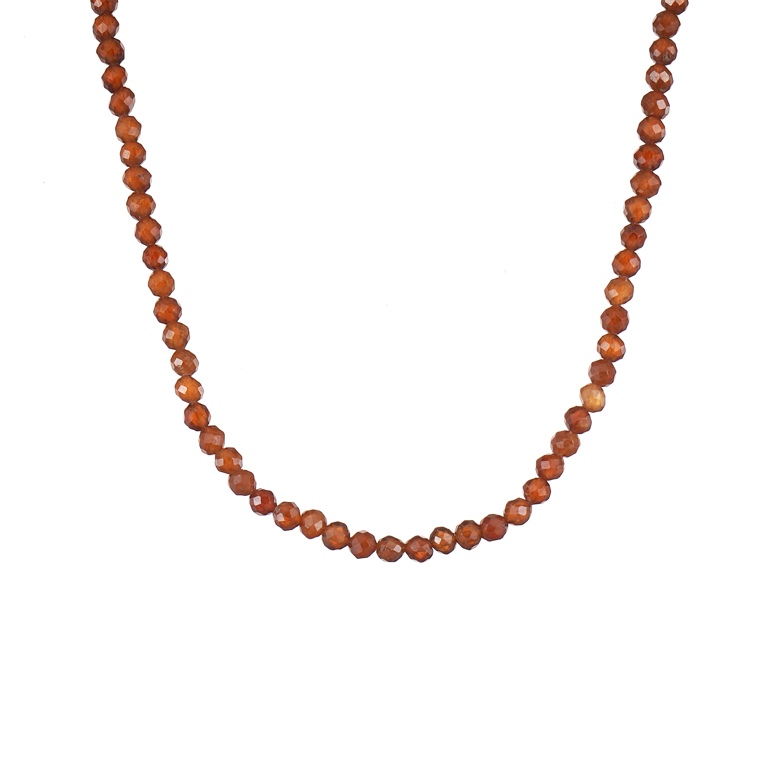 6mm Spessartine Garnet diamond cut natural Gemstone bead Necklace 18 inch with 2 inch extender