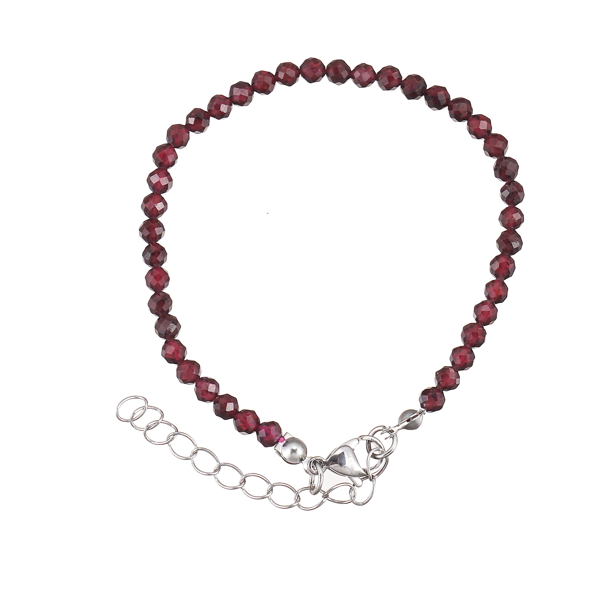 6mm Red Garnet diamond cut natural Gemstone bead Bracelet 7 inch with 2 inch extender
