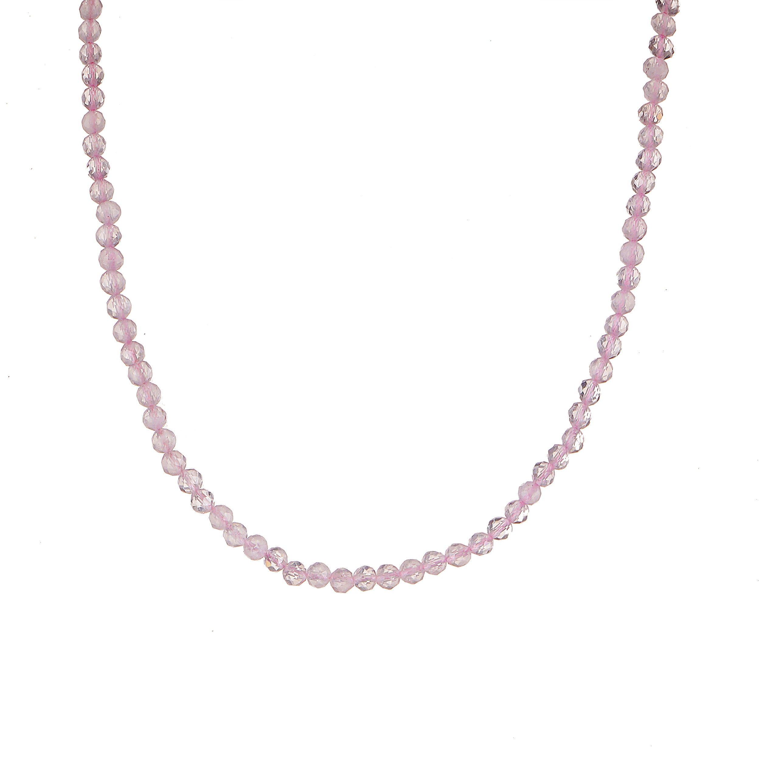 6mm Rose Quartz diamond cut natural Gemstone bead Necklace 18 inch with 2 inch extender