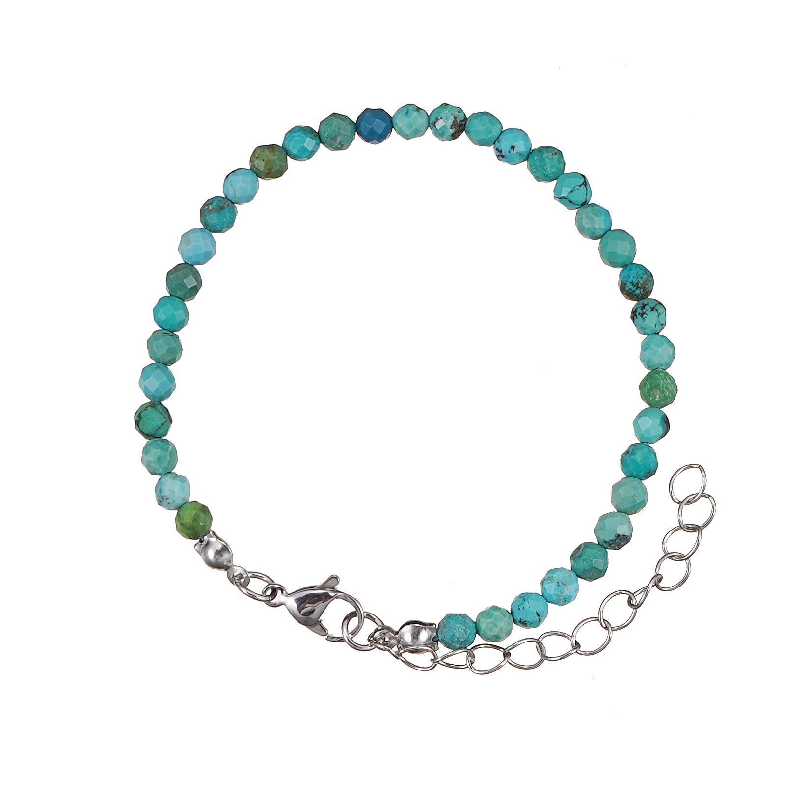 6mm Turquoise diamond cut natural Gemstone bead Bracelet 7 inch with 2 inch extender