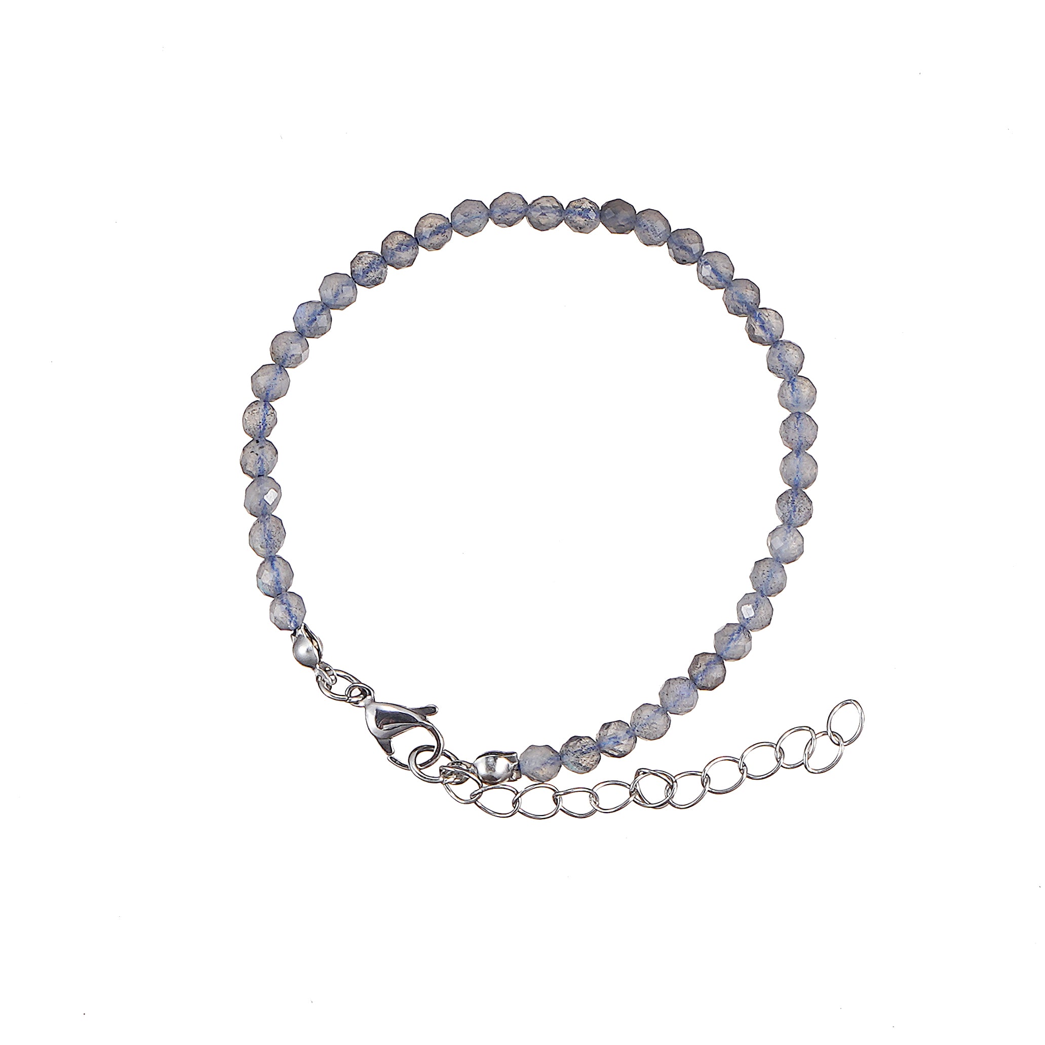 6mm Labradorite Diamond Cut Natural Gemstone Bead Bracelet 7inch with 2 inch extender
