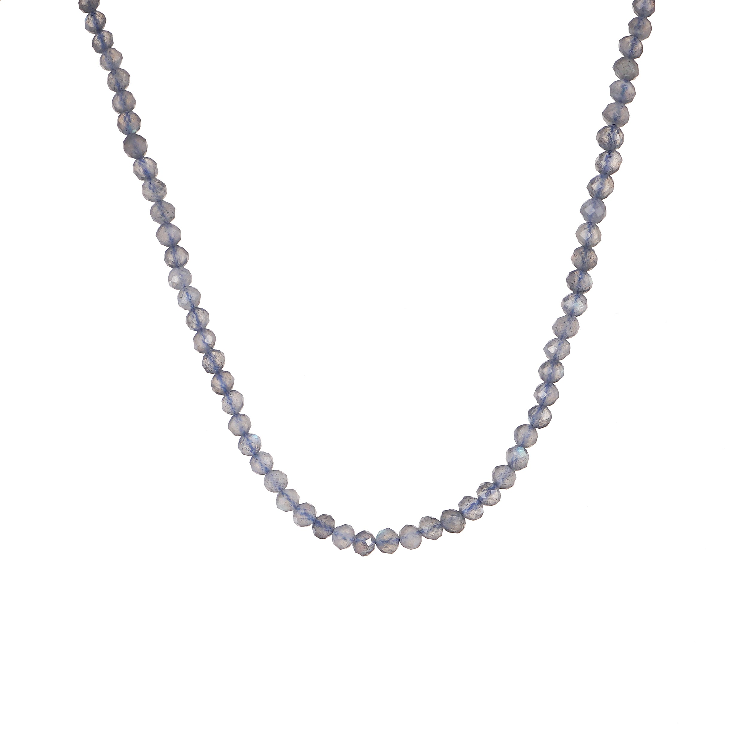 6mm Labradorite Diamond Cut Natural Gemstone Bead Necklace 18inch with 2 inch extender