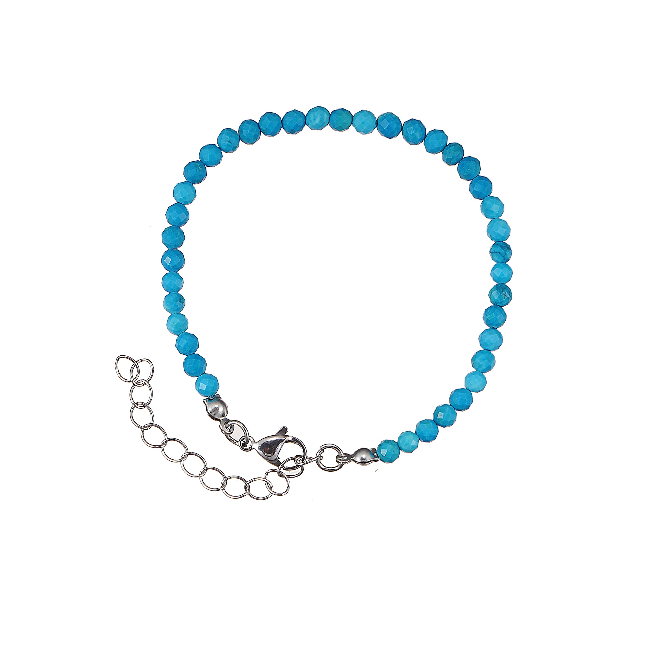 6mm Blue Howlite Diamond Cut Natural Gemstone Bead Bracelet 7inch with 2 inch extender