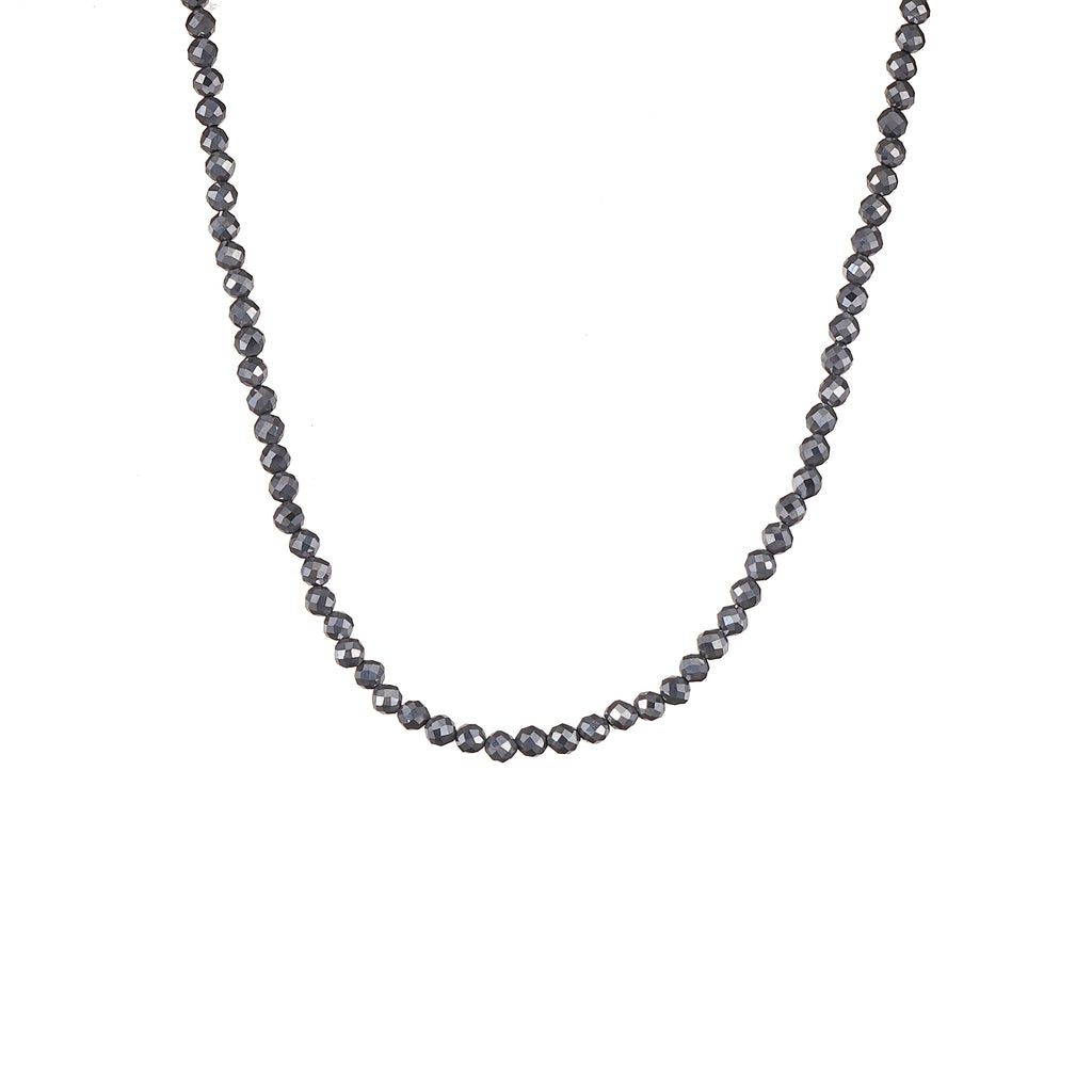 6mm Terahertz Diamond Cut Natural Gemstone Bead Necklace 18inch with 2 inch extender
