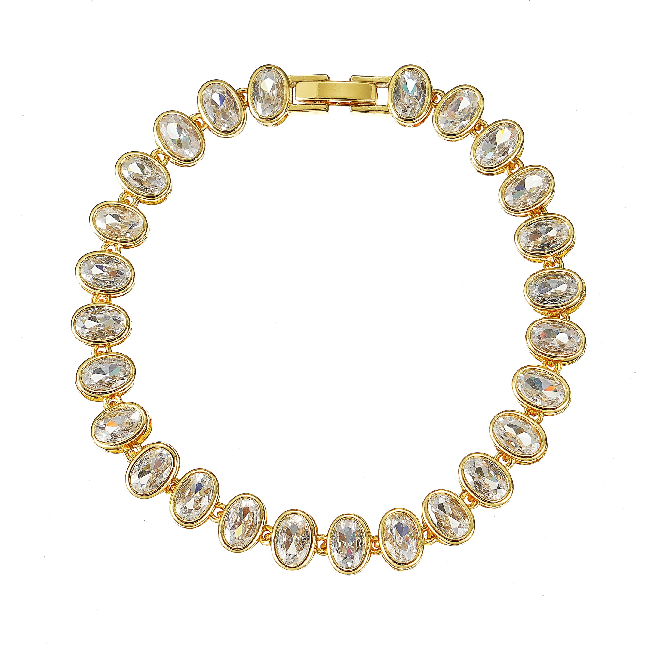 Gold-Plated Oval Tennis Bracelet for Valentine’s Gifting