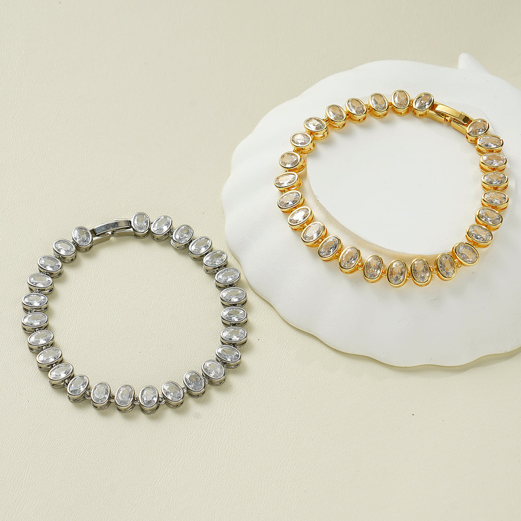 Gold-Plated Oval Tennis Bracelet for Valentine’s Gifting