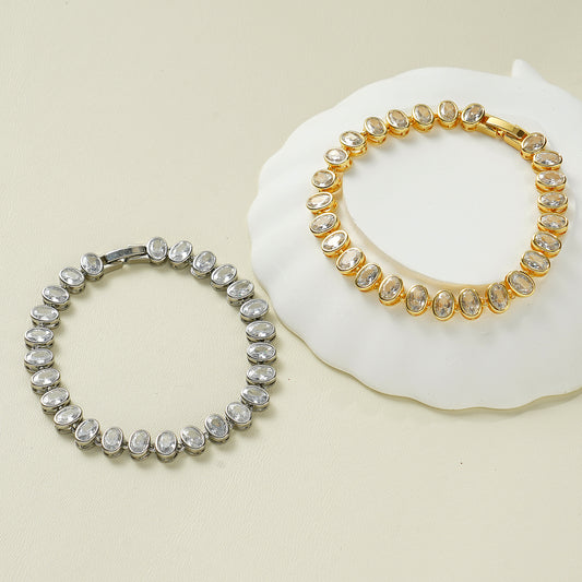 Gold-Plated Oval Tennis Bracelet for Valentine’s Gifting