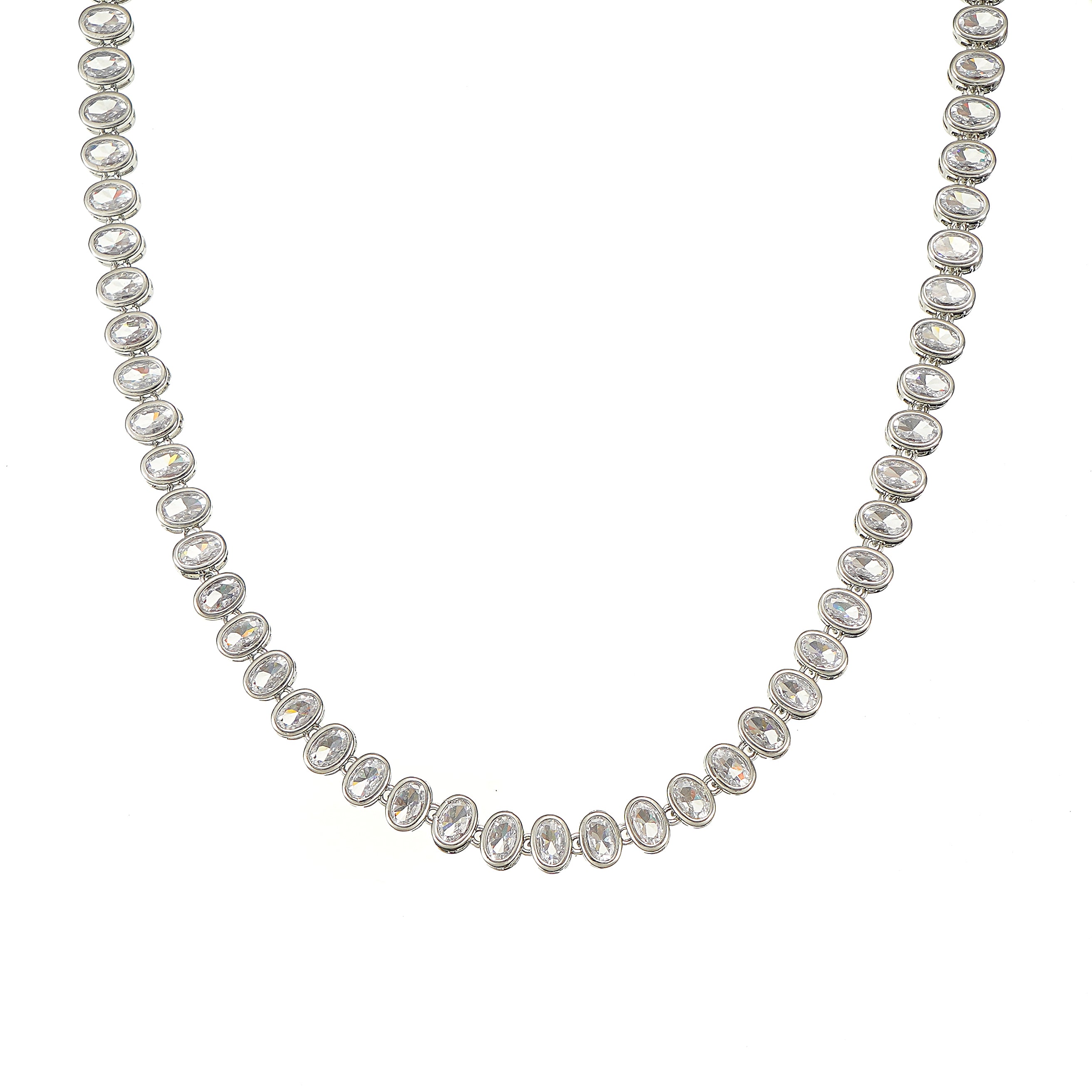 Oval Cut Tennis Necklace 16 inch + extender