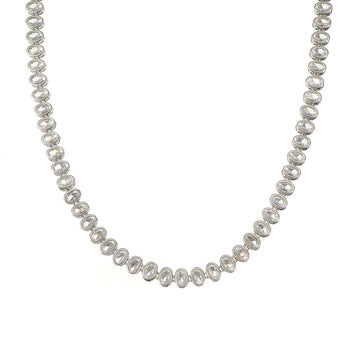 Oval Cut Tennis Necklace 16 inch + extender