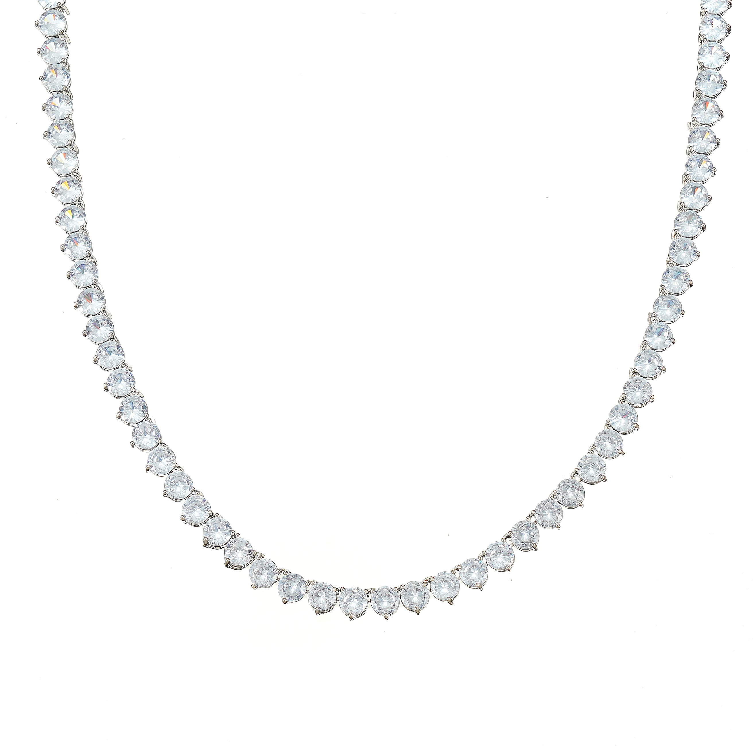 Round Cut Tennis Necklace 16 inch + extender