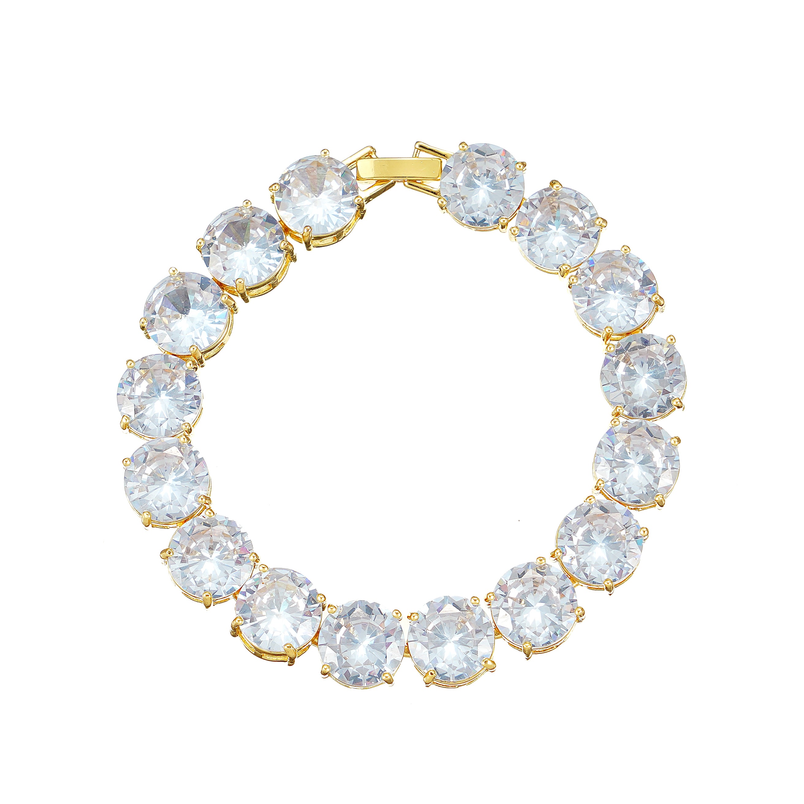 Statement Round Cut Tennis Bracelet- Gold plated 7 inch